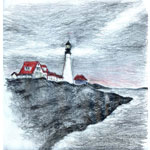 “Lighthouse and Winter” in fall 2008 – pastel color and paper.